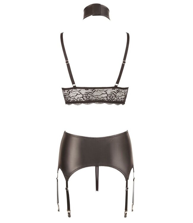 Wetlook Suspender Set With Cuffs