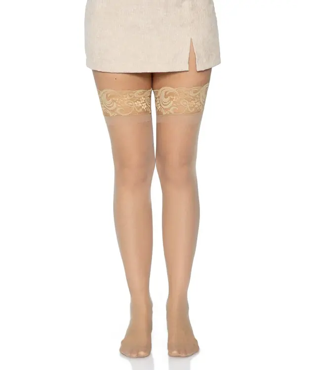 Elastane Sheer Stay Up with Lace Top