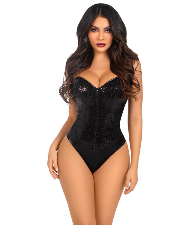 Leg Avenue Sequin Boned Crotch Bodysuit