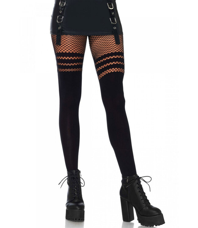 Leg Avenue Pantyhose With Fishnet Stripes