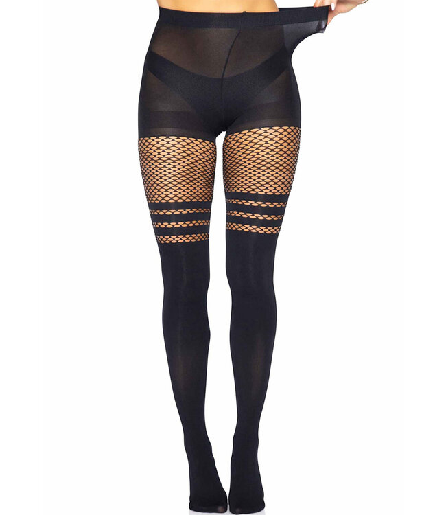Leg Avenue Pantyhose With Fishnet Stripes