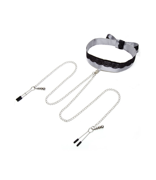 Fifty Shades of Grey Play Nice Satin & Lace Collar & Nipple Clamps