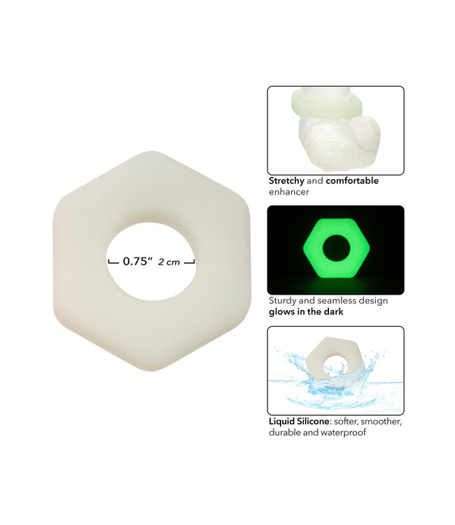 CalExotics Alpha Glow-In-The-Dark Liquid Silicone Prolong Sexagon Ring