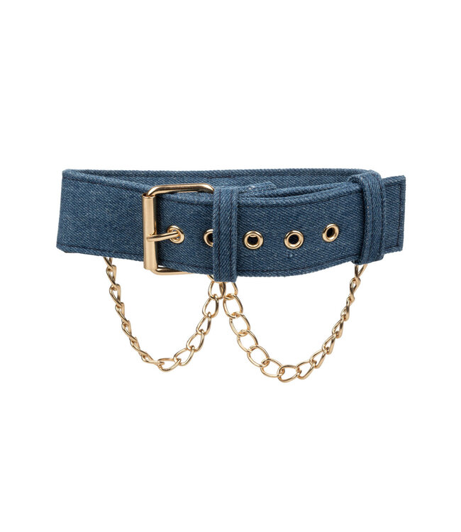 CalExotics Ride 'em Premium Denim Collection Collar with Leash