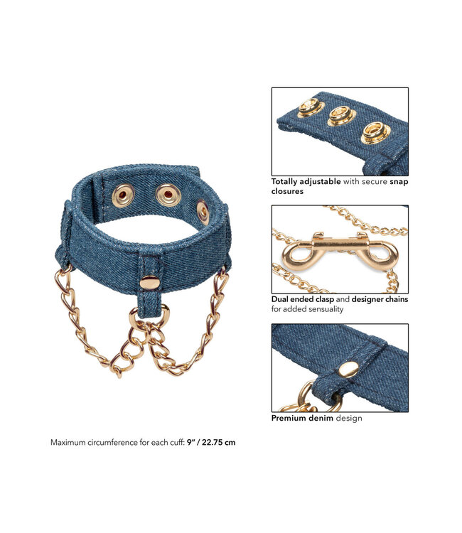 CalExotics Ride 'em Premium Denim Collection Wrist Cuffs