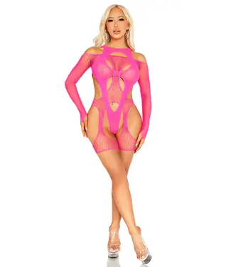 Leg Avenue Fishnet Garter Harness & Teddy