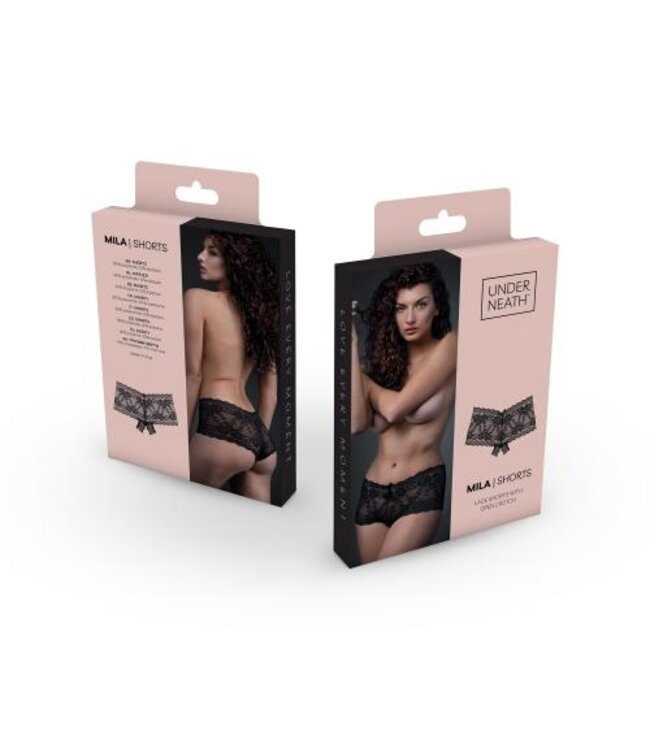 Underneath - Mila Kanten Short Met Open Kruisje