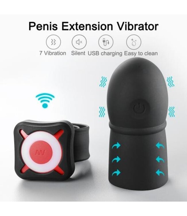 OTOUCH - Super Striker Verlengende Penis Sleeve Met Vibraties - Zwart