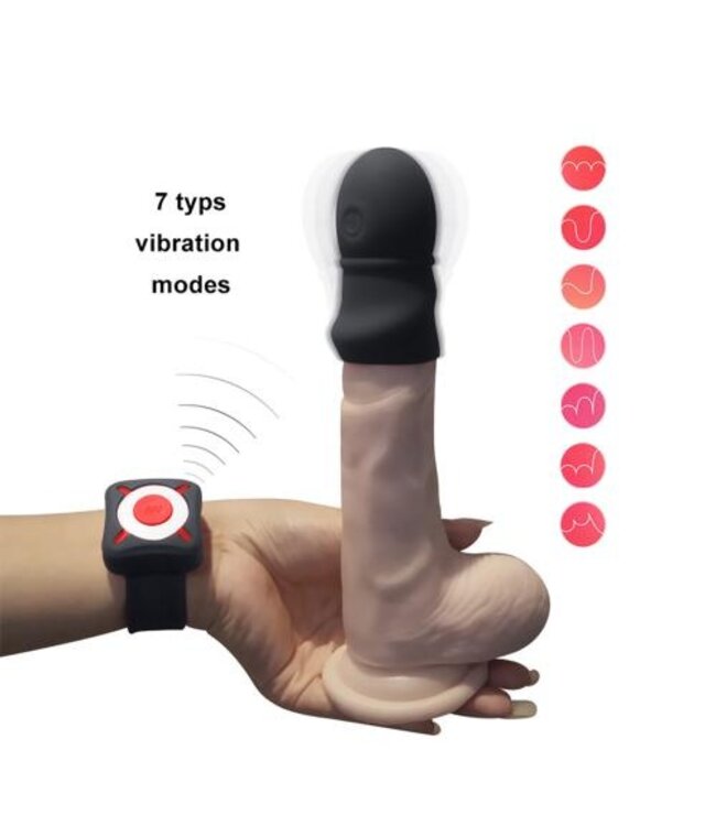 OTOUCH - Super Striker Verlengende Penis Sleeve Met Vibraties - Zwart