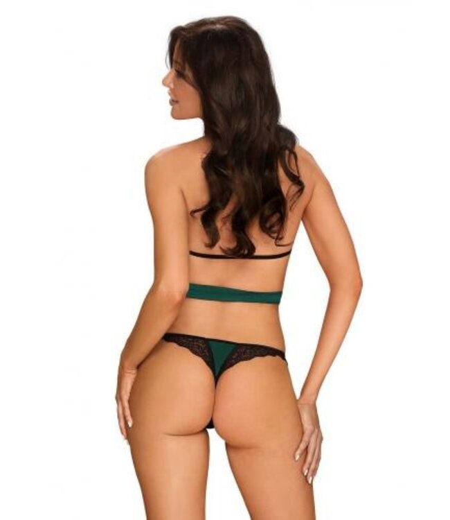 Sensuelia 2-Delige Lingerie Set Met Wikkeltop - Emerald Groen