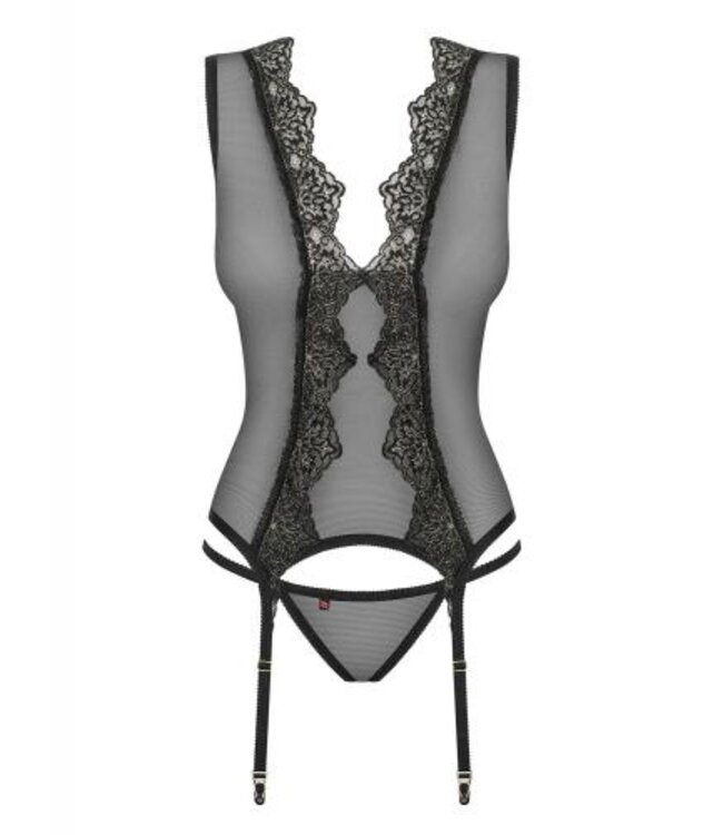 Meshlove Jarreteltop en String - Zwart