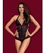 Obsessive Rossita Kanten Body - Zwart/Rood