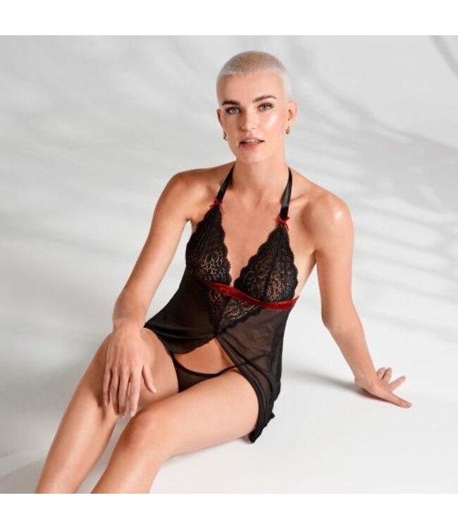 Rossita Babydoll Met Sexy String - Zwart