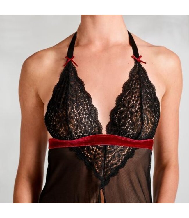 Rossita Babydoll Met Sexy String - Zwart