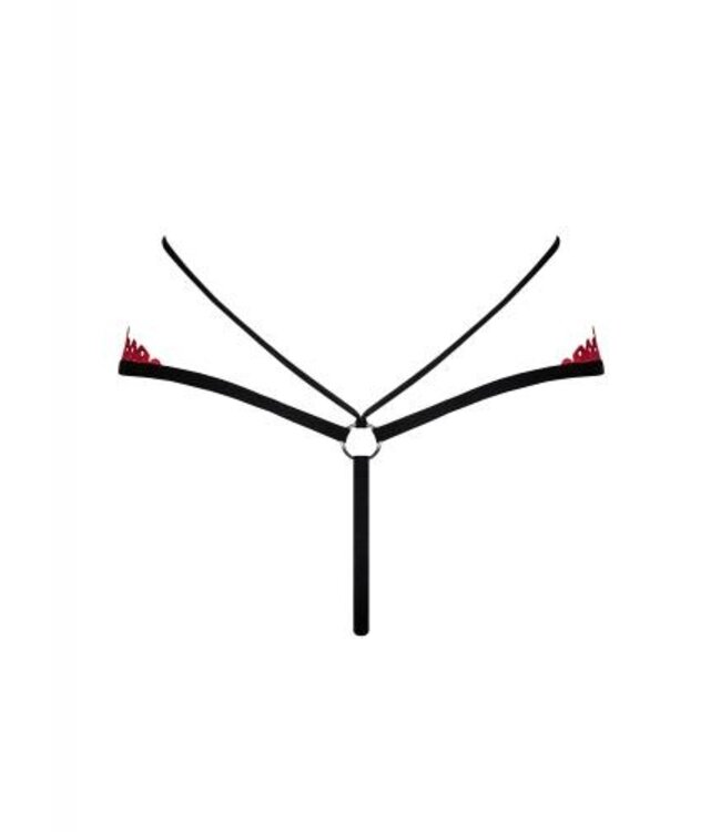 Mettia Sexy Kanten String - Zwart/Rood