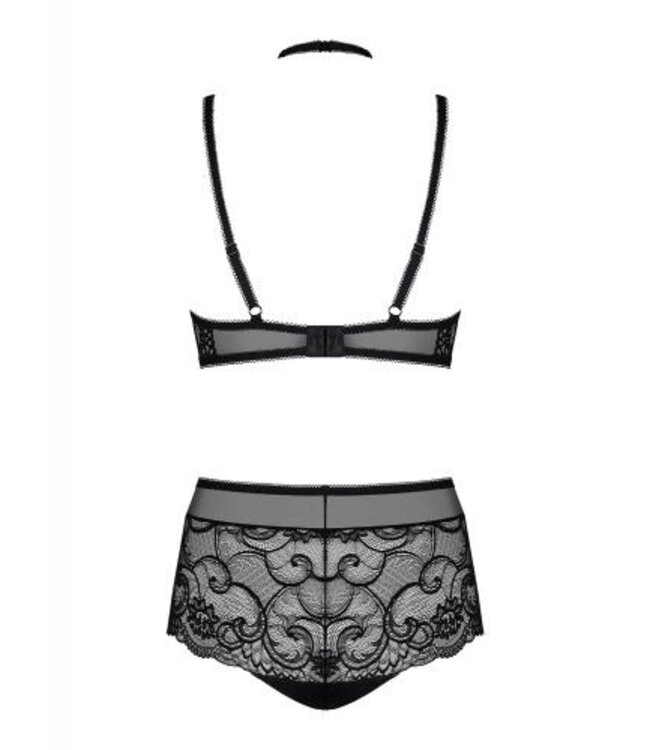 Elizenes 2-delige Kanten BH Set Met Halternek - Zwart