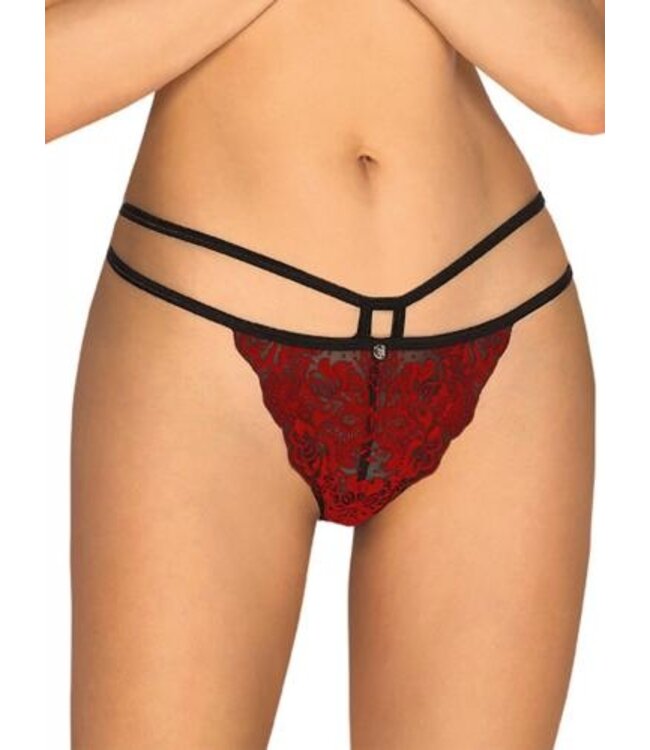 Sugestina Sexy Kanten Slip - Zwart/Rood