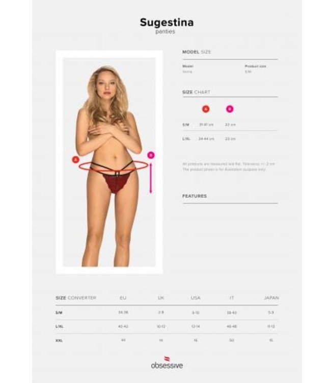 Sugestina Sexy Kanten Slip - Zwart/Rood