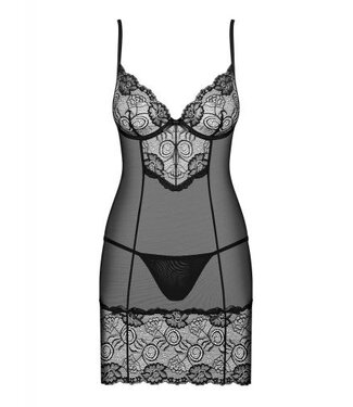 Obsessive Alluria Negligé Met String - Zwart