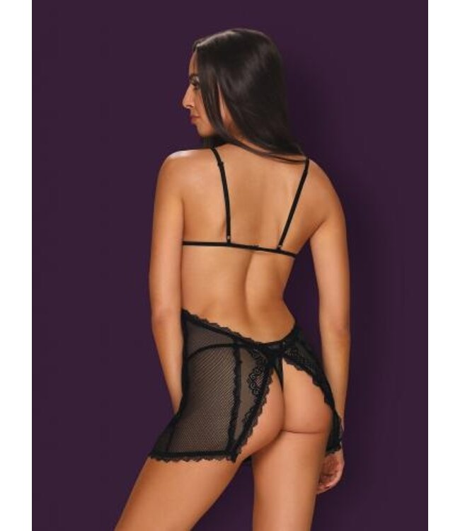 Millagro Transparant Visnet Jurkje Met String - Zwart