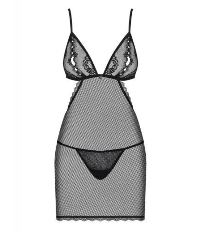 Millagro Transparant Visnet Jurkje Met String - Zwart