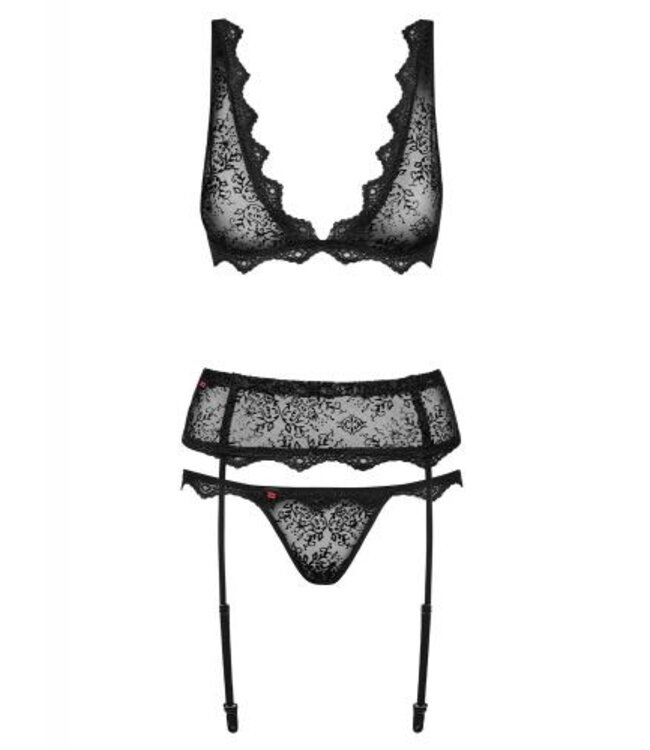 Emperita 3-Delig Jarretel Setje - Zwart