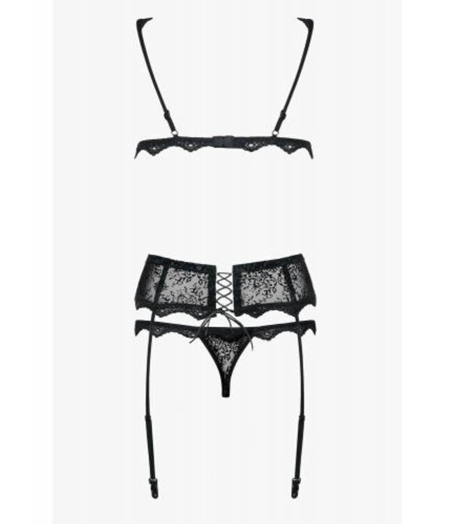 Emperita 3-Delig Jarretel Setje - Zwart