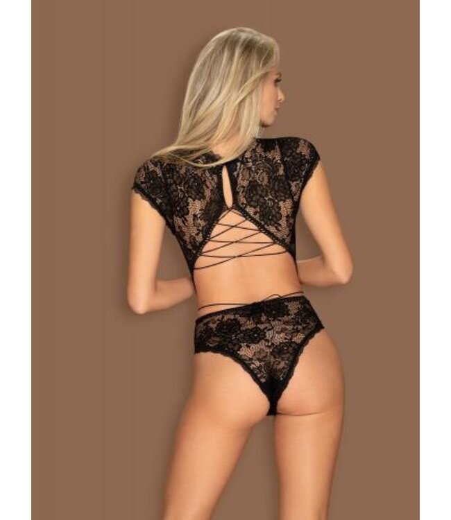 Peonesia Kanten Body - Zwart