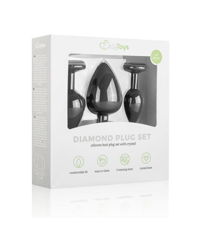 Siliconen Buttplug Met Diamant - Zwart