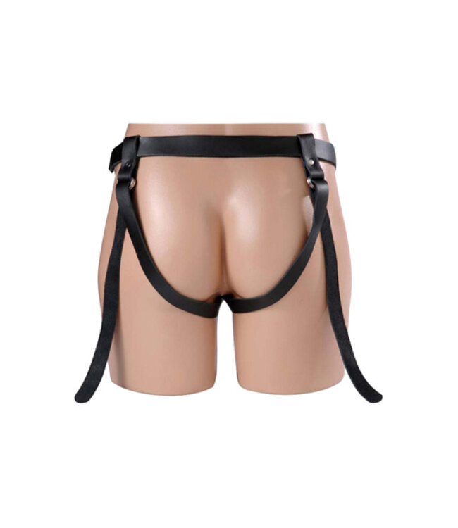 2-Strap Lederen Strap-On Harnas