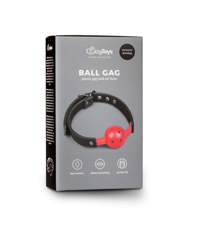 Ball gag met bal van PVC - rood