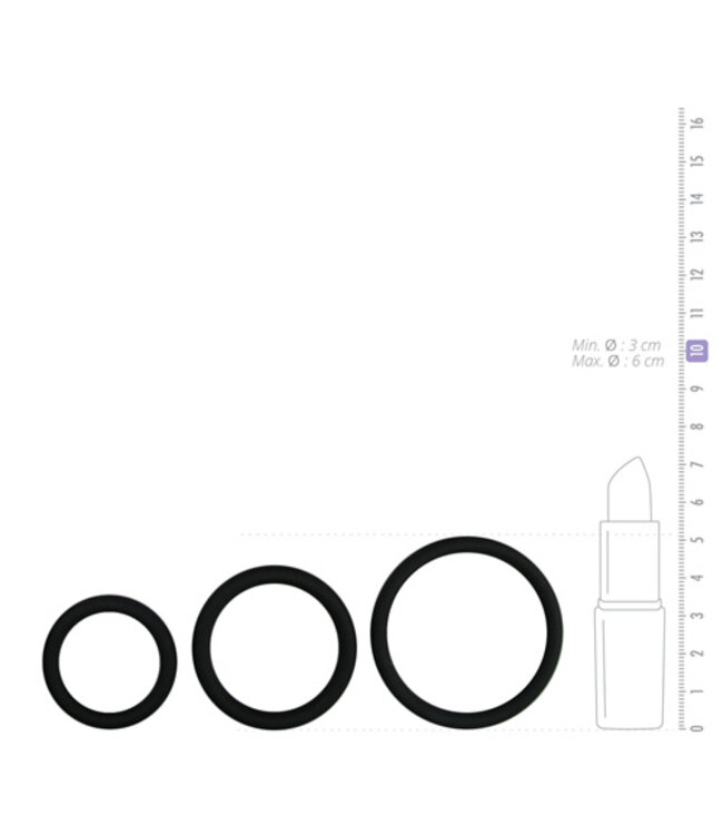 Cockring set - drie maten - zwart