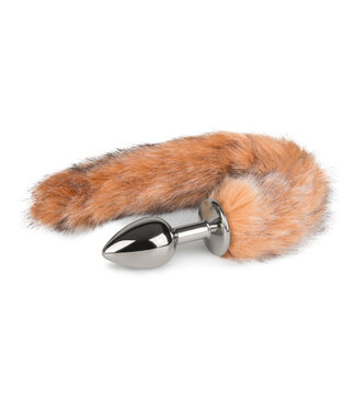 Easytoys Fetish Collection Kleine zilverkleurige buttplug met lichtbruine vossenstaart