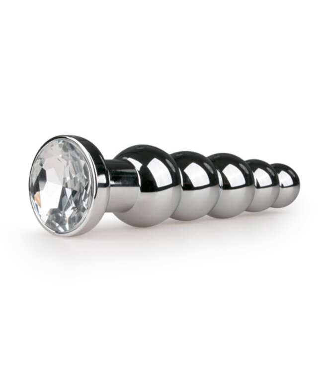 Dunne Geribbelde Buttplug Met Transparant Kristal