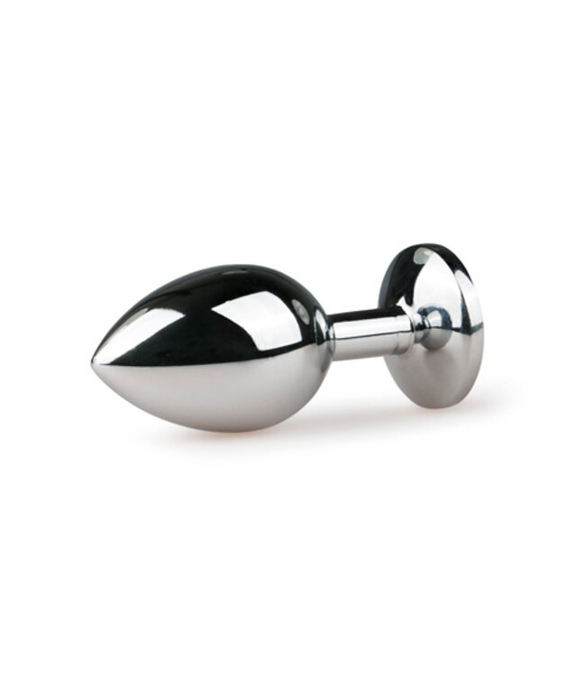 Metalen buttplug met roze kristal - zilverkleurig