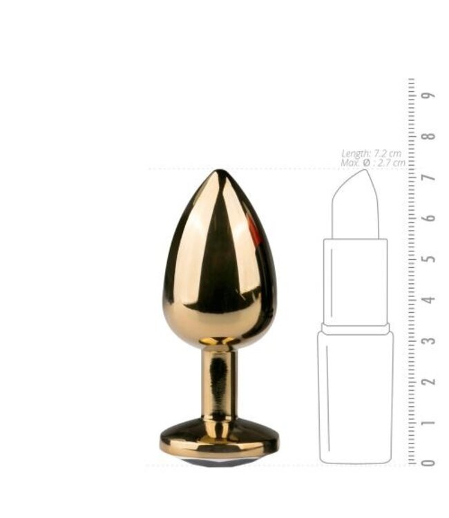Goudkleurige metalen buttplug met transparante steen