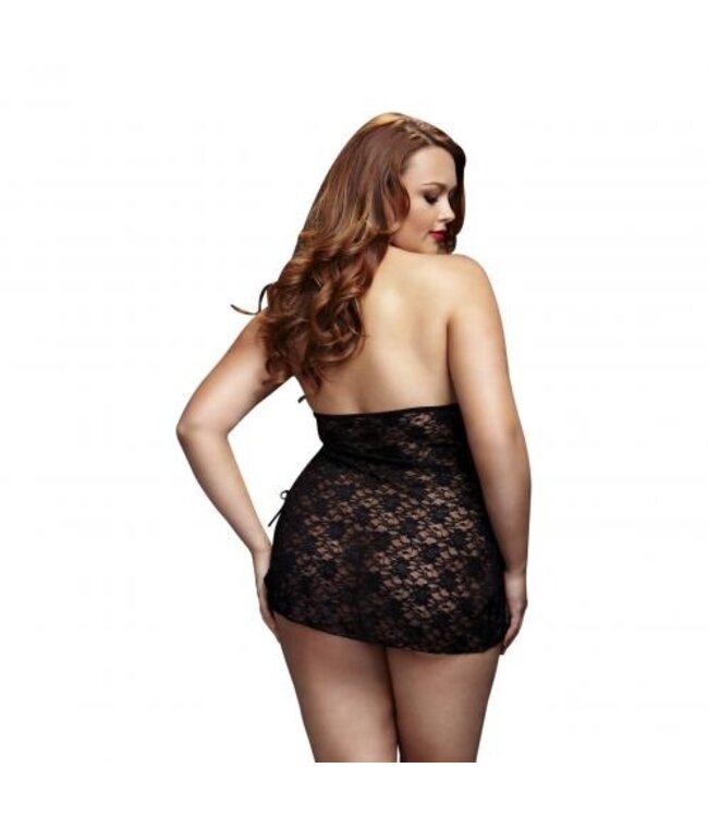 Baci - Zwarte Kanten Jurkje Met Halfopen Cups - Curvy