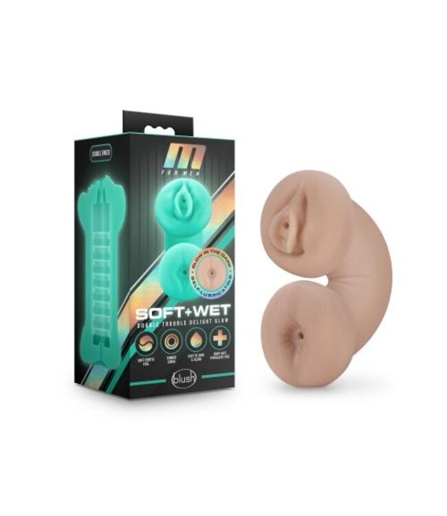 M for Men - Soft and Wet Double Trouble Masturbator Glow in the Dark