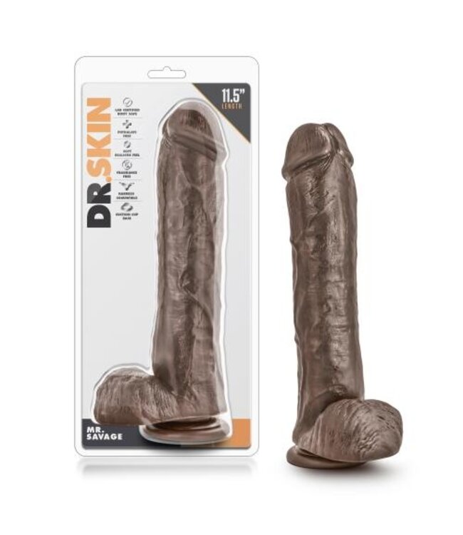 Dr. Skin - Mr. Savage Dildo Met Zuignap 29 cm - Chocolate