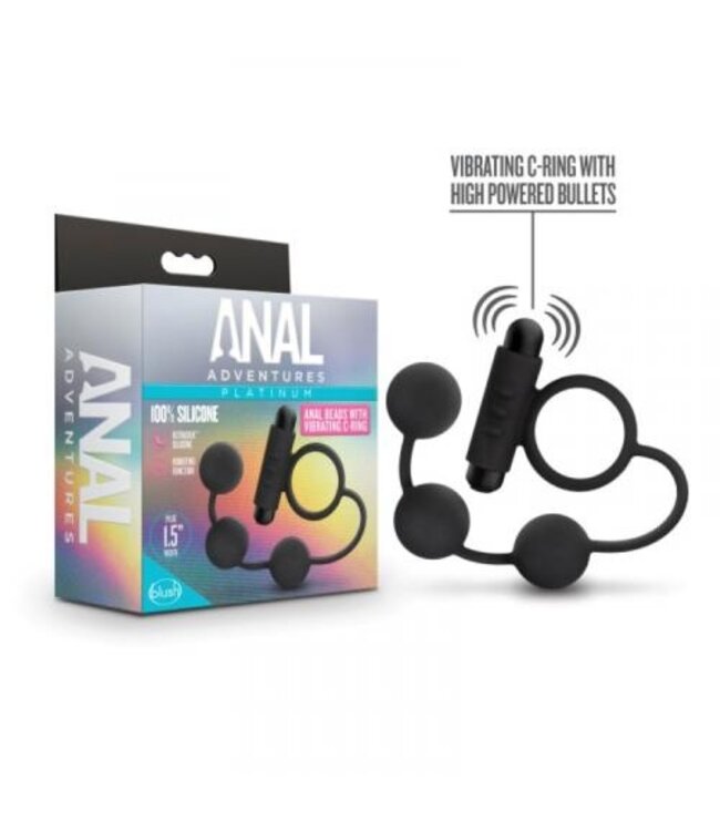Anal Adventures Platinum - Anaal Kralen Met Vibrerende Cockring
