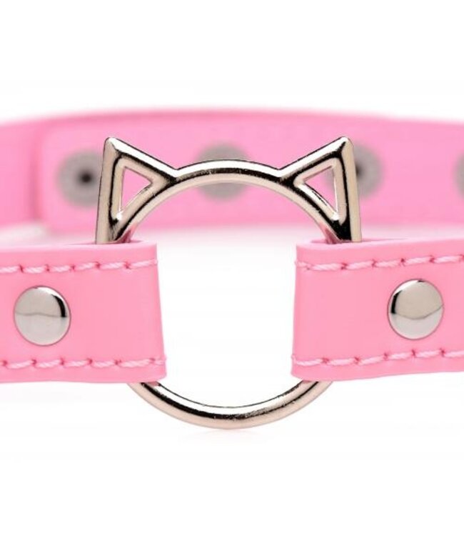 Kinky Kitty Ring Slim Choker - Roze