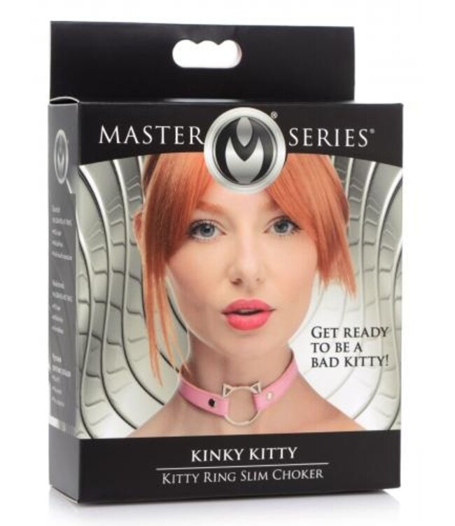 Kinky Kitty Ring Slim Choker - Roze