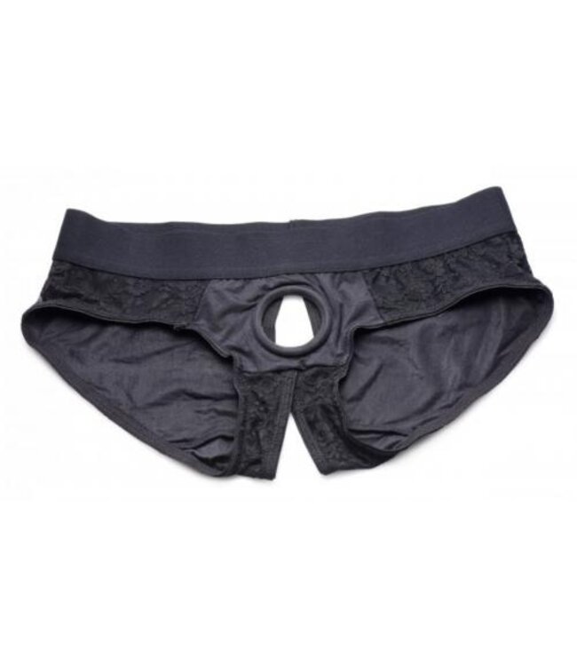 Envy Kanten Strap-On Harnas Met Dildo - Zwart