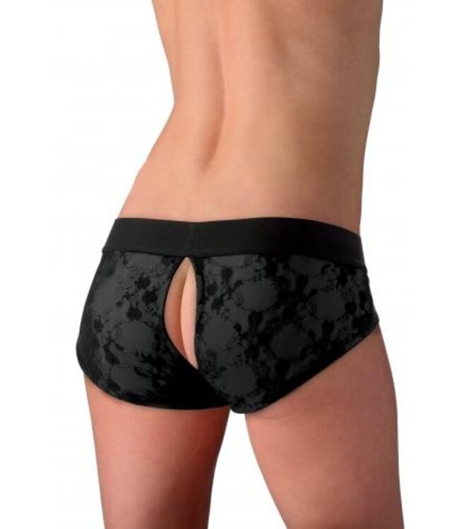 Envy Kanten Kruisloze Strap-On Harnas - Zwart