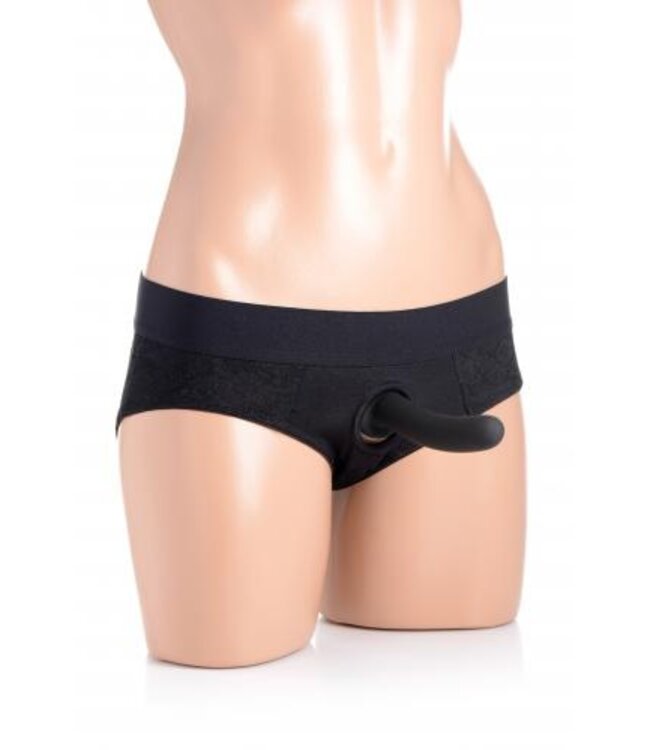 Envy Kanten Kruisloze Strap-On Harnas - Zwart