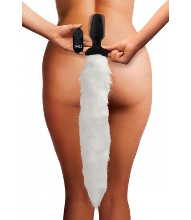 Vibrerende Anaal Plug Met Vossenstaart - Wit
