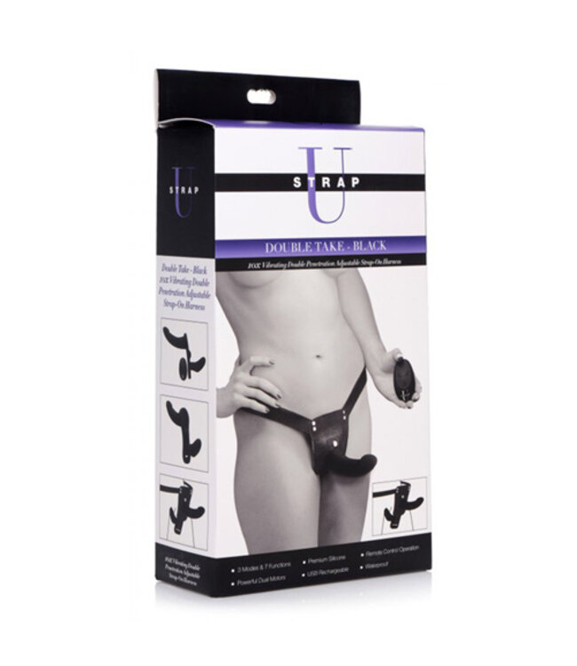 Double Take - Dubbele Vibrerende Strap-On - Zwart
