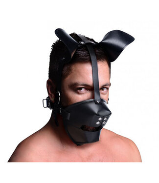 Master Series Puppy Play Masker Met Ballgag - Zwart