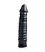All Black Grote Dildo Met Geribbelde Schacht - Zwart