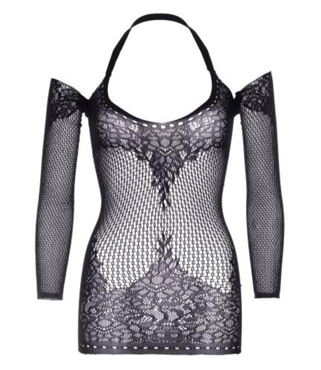 Twist Halter Kanten Jurk - Zwart